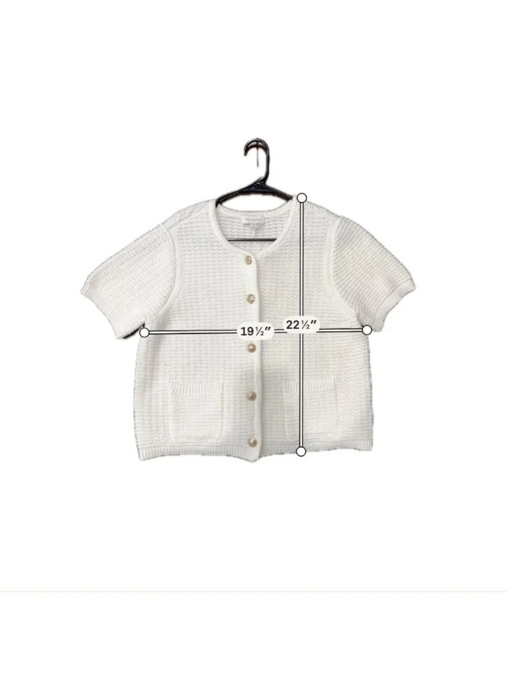 Free Assembly Large White Waffle Knit Short Sleeve Cardigan Cottagecore NWT